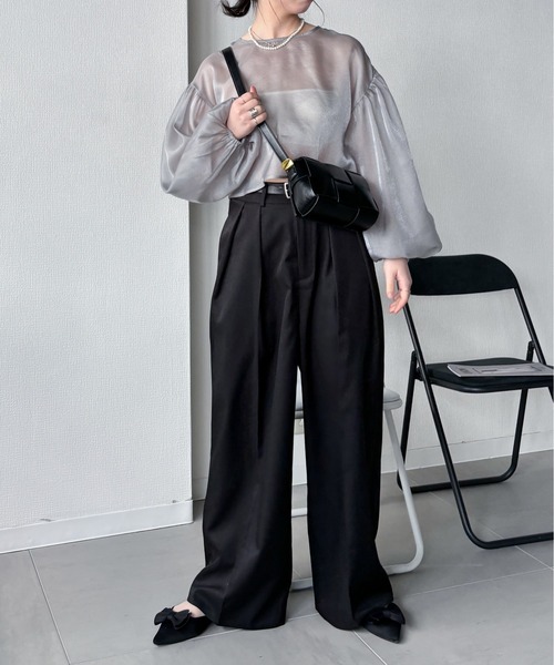 EPIMI E'PIMMY（エピミエピミー）の「2wayオーガンジーボリューム袖リボンブラウス（シャツ/ブラウス・レディース・ベージュ/ピンクベージュ/オフホワイト/チャコールグレー・MEDIUM）」の17枚目の写真