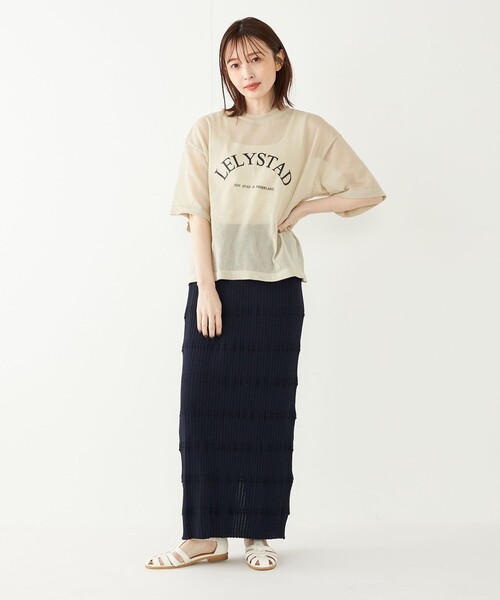 SHIPS Colors(シップス カラーズ)の「SHIPS Colors:〈手洗い可能〉シアー ロゴ ニット TEE(ニット/セーター・レディース・カーキ/ライトグレー/ダークグレー・ONE SIZE)」の15枚目の写真