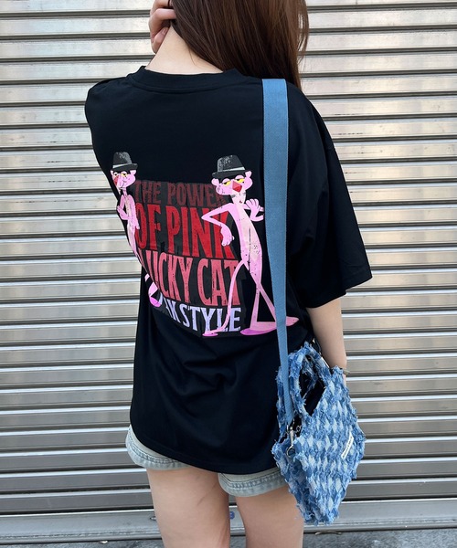 GLAMOROUS JANE(グラマラスジェーン)の「ピンクパンサーバックプリントビッグTシャツ(Tシャツ/カットソー・レディース・チャコールグレー/オフホワイト/ブラック・FREE)」の3枚目の写真
