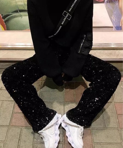 LAC-VERT(ラック・ヴェール)の「スパンコールロングパンツ(その他パンツ・レディース・ブラック/シルバー・L/M)」の6枚目の写真