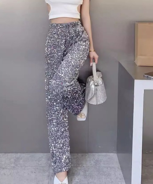 LAC-VERT(ラック・ヴェール)の「スパンコールロングパンツ(その他パンツ・レディース・ブラック/シルバー・L/M)」の8枚目の写真