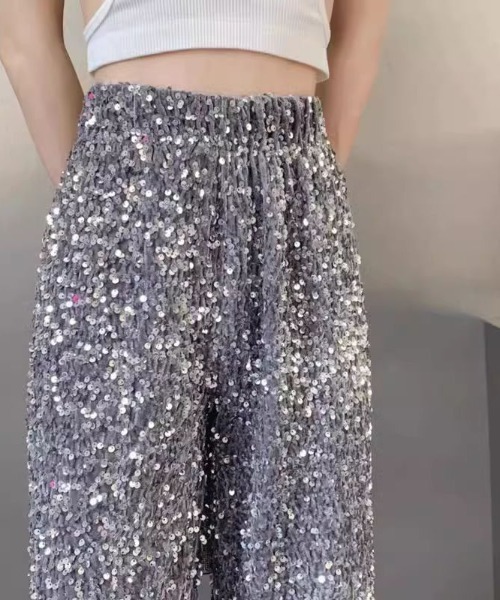 LAC-VERT(ラック・ヴェール)の「スパンコールロングパンツ(その他パンツ・レディース・ブラック/シルバー・L/M)」の4枚目の写真