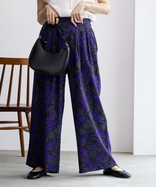 Howdy Marie（ハウディ―マリー）の「Howdy Marie インドレーヨン 無地/総柄ワイドパンツ（その他パンツ・レディース・ベージュ系その他/オレンジ/グリーン系その他/パープル/ダークグリーン/ブラック・M/L）」の5枚目の写真