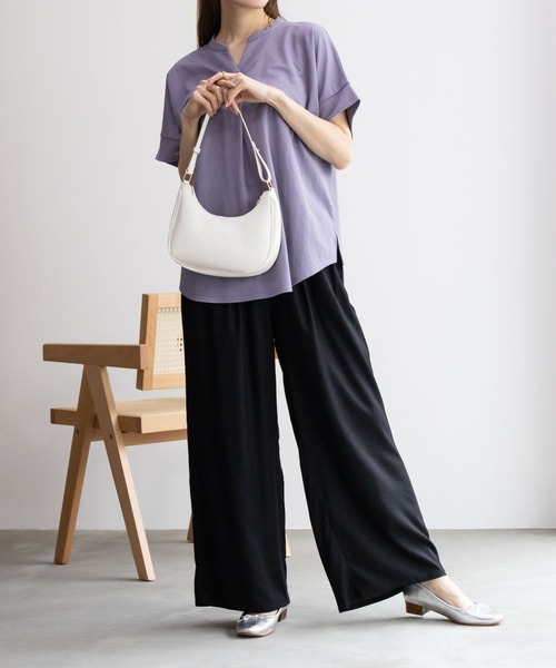 Howdy Marie（ハウディ―マリー）の「Howdy Marie インドレーヨン 無地/総柄ワイドパンツ（その他パンツ・レディース・ベージュ系その他/オレンジ/グリーン系その他/パープル/ダークグリーン/ブラック・M/L）」の8枚目の写真