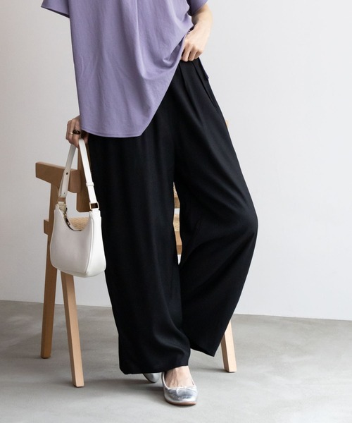 Howdy Marie（ハウディ―マリー）の「Howdy Marie インドレーヨン 無地/総柄ワイドパンツ（その他パンツ・レディース・ベージュ系その他/オレンジ/グリーン系その他/パープル/ダークグリーン/ブラック・M/L）」の7枚目の写真