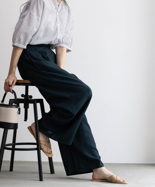 Howdy Marie（ハウディ―マリー）の「Howdy Marie インドレーヨン 無地/総柄ワイドパンツ（その他パンツ・レディース・ベージュ系その他/オレンジ/グリーン系その他/パープル/ダークグリーン/ブラック・M/L）」の16枚目の写真