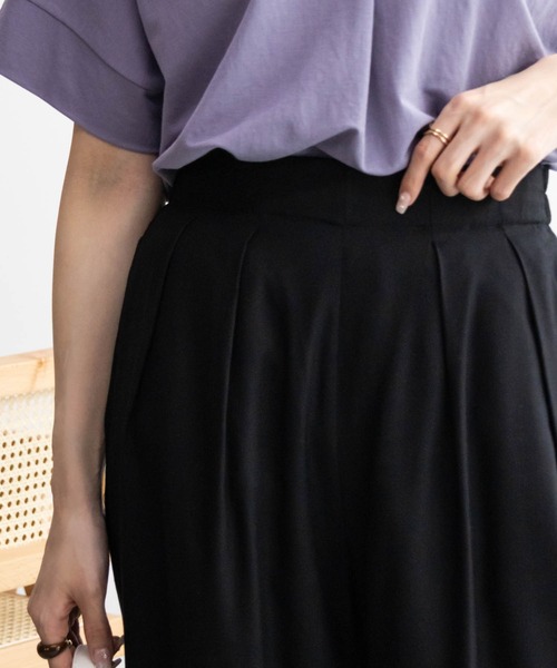 Howdy Marie（ハウディ―マリー）の「Howdy Marie インドレーヨン 無地/総柄ワイドパンツ（その他パンツ・レディース・ベージュ系その他/オレンジ/グリーン系その他/パープル/ダークグリーン/ブラック・M/L）」の12枚目の写真