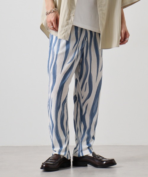 セール】Patterned pleated easy pants / 柄プリーツパンツ