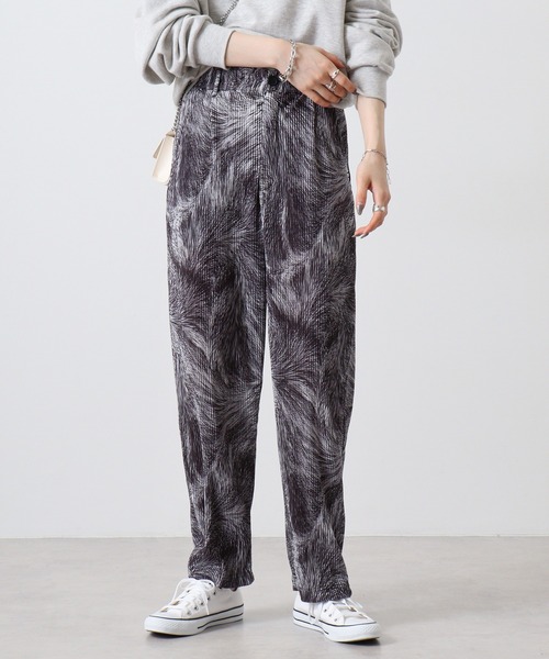 セール】Patterned pleated easy pants / 柄プリーツパンツ