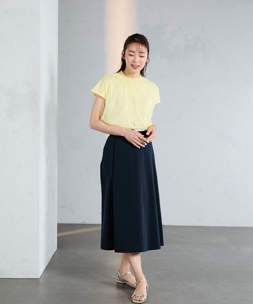 A/C DESIGN BY ALPHA CUBIC（エーシーデザインバイアルファキュービック）の「チュールギャザーブラウス（Tシャツ/カットソー・レディース・オフホワイト/ネイビー/イエロー・M/L/LL）」の18枚目の写真