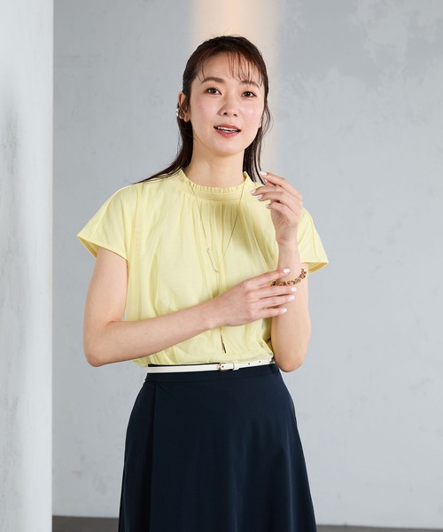 A/C DESIGN BY ALPHA CUBIC（エーシーデザインバイアルファキュービック）の「チュールギャザーブラウス（Tシャツ/カットソー・レディース・オフホワイト/ネイビー/イエロー・M/L/LL）」の20枚目の写真