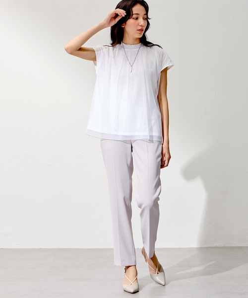 A/C DESIGN BY ALPHA CUBIC（エーシーデザインバイアルファキュービック）の「チュールギャザーブラウス（Tシャツ/カットソー・レディース・オフホワイト/ネイビー/イエロー・M/L/LL）」の22枚目の写真
