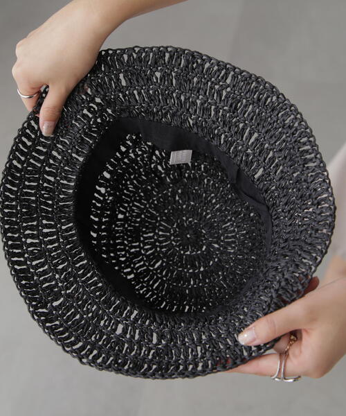 FREE'S MART（フリーズマート）の「◆ペーパークロシェキャペリンハット（ハット・レディース・ブラック/ホワイト・ﾌﾘ-）」の5枚目の写真