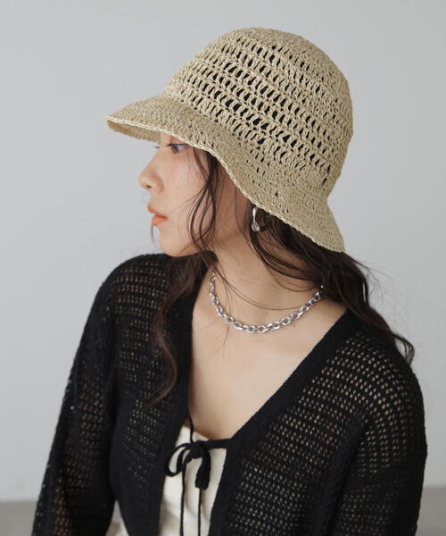 FREE'S MART（フリーズマート）の「◆ペーパークロシェキャペリンハット（ハット・レディース・ブラック/ホワイト・ﾌﾘ-）」の8枚目の写真