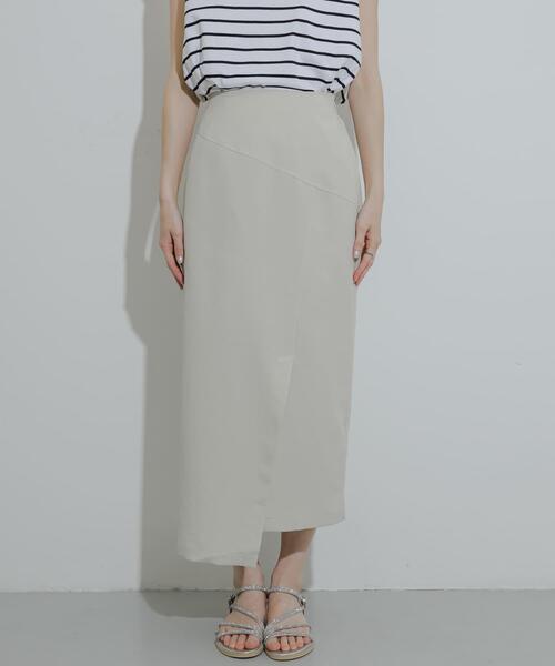 SENSE OF PLACE by URBAN RESEARCH（センスオブプレイスバイアーバンリサーチ）の「『UR TECH DRYLUXE』リネンライクアシンメトリースカート（スカート・レディース・ブラック/ライトベージュ/ブルー・SMALL/MEDIUM）」の6枚目の写真