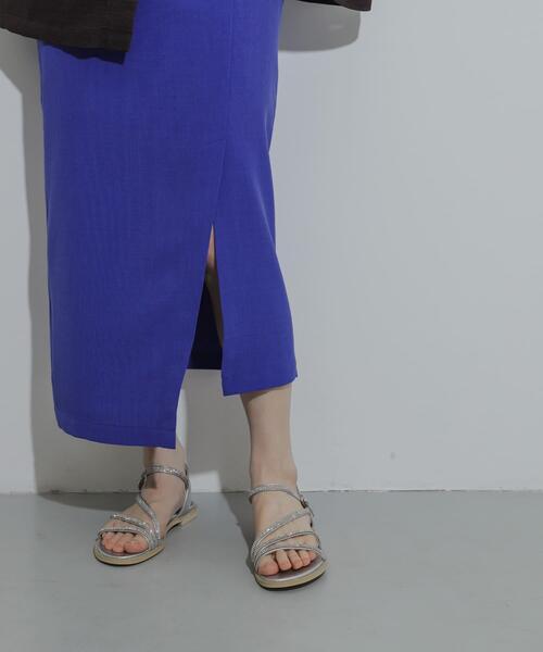 SENSE OF PLACE by URBAN RESEARCH（センスオブプレイスバイアーバンリサーチ）の「『UR TECH DRYLUXE』リネンライクアシンメトリースカート（スカート・レディース・ブラック/ライトベージュ/ブルー・SMALL/MEDIUM）」の14枚目の写真