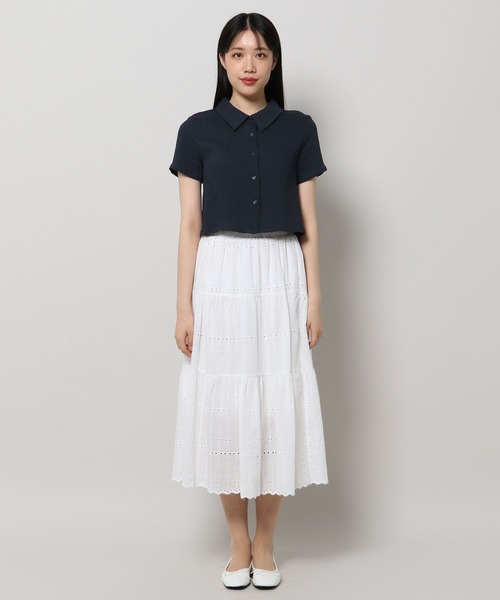 3.3 Field Trip （3.3フィールドトリップ）の「3.3 Field Trip／ワッシャー ショートシャツ（シャツ/ブラウス・レディース・ネイビー/ホワイト/ブルー・FREE）」の22枚目の写真