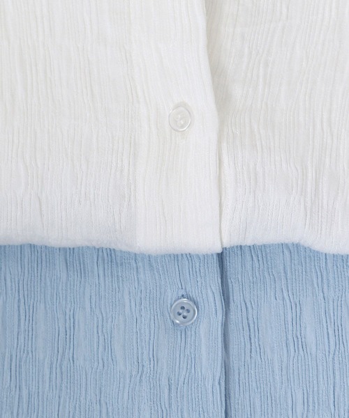 3.3 Field Trip （3.3フィールドトリップ）の「3.3 Field Trip／ワッシャー ショートシャツ（シャツ/ブラウス・レディース・ネイビー/ホワイト/ブルー・FREE）」の10枚目の写真