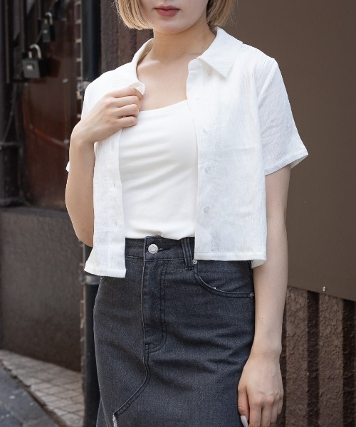 3.3 Field Trip （3.3フィールドトリップ）の「3.3 Field Trip／ワッシャー ショートシャツ（シャツ/ブラウス・レディース・ネイビー/ホワイト/ブルー・FREE）」の6枚目の写真