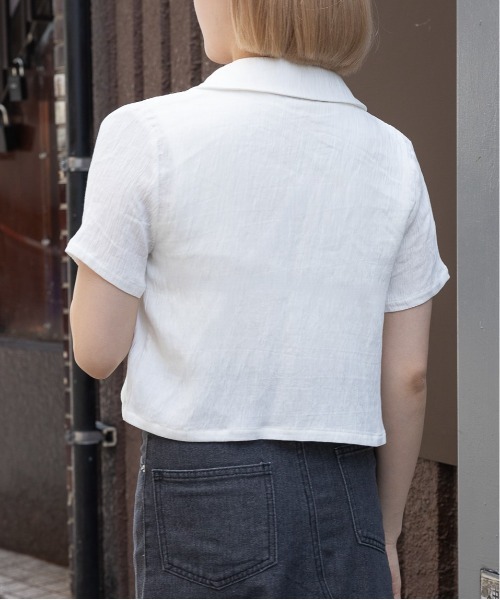 3.3 Field Trip （3.3フィールドトリップ）の「3.3 Field Trip／ワッシャー ショートシャツ（シャツ/ブラウス・レディース・ネイビー/ホワイト/ブルー・FREE）」の7枚目の写真