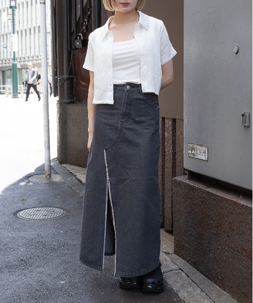 3.3 Field Trip （3.3フィールドトリップ）の「3.3 Field Trip／ワッシャー ショートシャツ（シャツ/ブラウス・レディース・ネイビー/ホワイト/ブルー・FREE）」の4枚目の写真