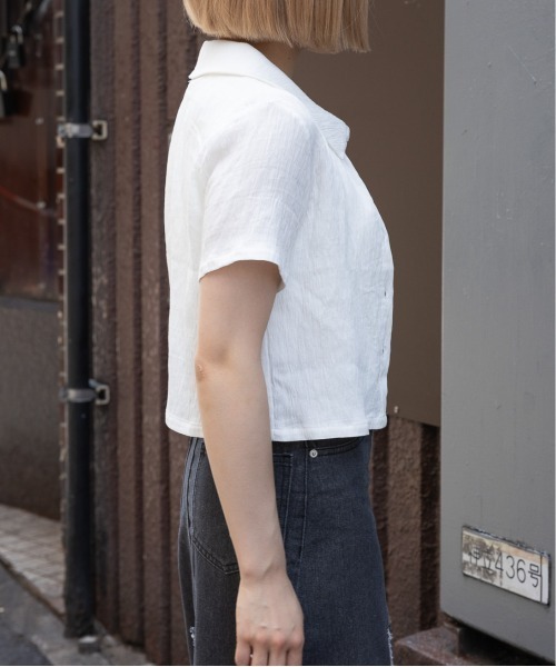 3.3 Field Trip （3.3フィールドトリップ）の「3.3 Field Trip／ワッシャー ショートシャツ（シャツ/ブラウス・レディース・ネイビー/ホワイト/ブルー・FREE）」の8枚目の写真