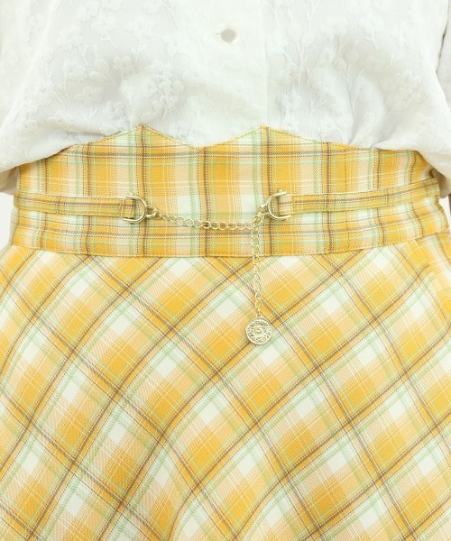 F i.n.t(フィント)の「コインチェーン使いパステルチェックフレアースカート/F&A/fint(スカート・レディース・イエロー/パープル系・1/2)」の7枚目の写真