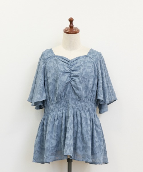 CLETTE(クレット)の「シアー花柄ペプラムブラウス(シャツ/ブラウス・レディース・ブラック/アイボリー/ブルー・4L/3L/LL)」の19枚目の写真