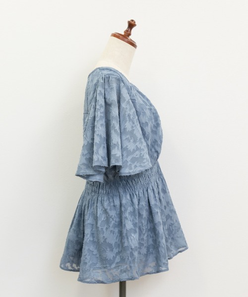 CLETTE(クレット)の「シアー花柄ペプラムブラウス(シャツ/ブラウス・レディース・ブラック/アイボリー/ブルー・4L/3L/LL)」の20枚目の写真