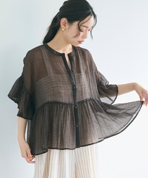 Zhor&Nema ブラウン フリルTシャツ