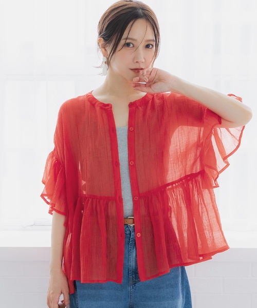 シアーフリルブラウス coca（コカ） ブラウス シャツ 「田中里奈様着用」＼26ss 新色追加