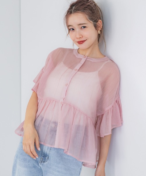 シアーフリルシャツ レディース FREAK'S STORE ブラウス シャツ シアーフリルブラウス/フリル襟