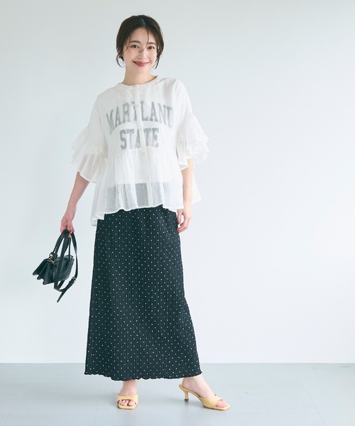 coca(coca)(コカ)の「シアーフリルブラウス(シャツ/ブラウス・レディース・ラベンダー/ホワイト/ライトベージュ/ブラック/ブラウン/ピンク・M/L/S)」の12枚目の写真