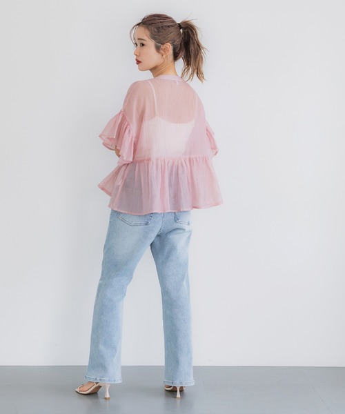 coca(coca)(コカ)の「【田中里奈様着用】\26ss 新色追加/ シアーフリルブラウス(シャツ/ブラウス・レディース・ラベンダー/ホワイト/ライトベージュ/ブラック/ブラウン/ピンク/ライトブルー/ダークベージュ/レッド・M/L/S/XL)」の16枚目の写真