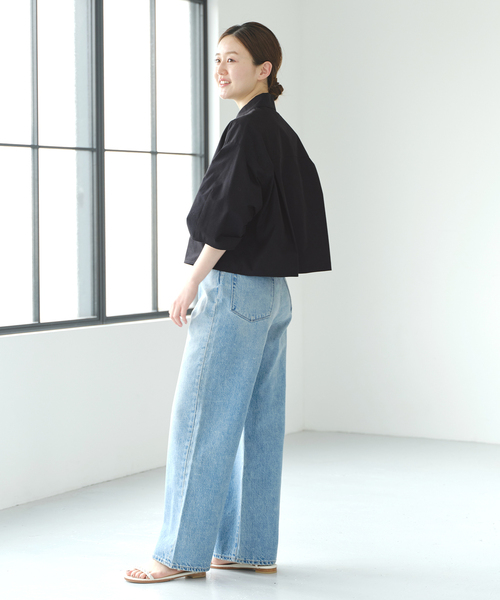 イエナ IENA FABRICA クロップドシャツ ネイビー IENA（イエナ）の「maison FABRICA クロップドシャツ（シャツ