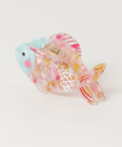 美品　アッカ　バレッタ　ヘアクリップ ゴールド アイボリー 約10cm ロゴ creeam_k01144