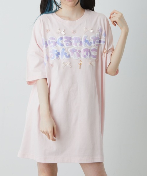 Ank Rouge（アンクルージュ）の「みらくるわんだーおんなのこBigTe（Tシャツ/カットソー・レディース・ブラック/ホワイト/ブルー/ピンク・M）」の4枚目の写真