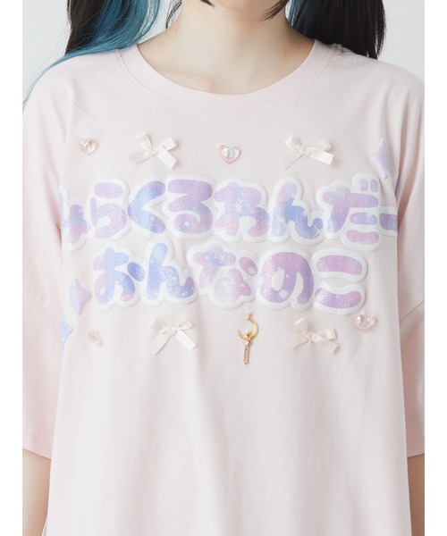 Ank Rouge（アンクルージュ）の「みらくるわんだーおんなのこBigTe（Tシャツ/カットソー・レディース・ブラック/ホワイト/ブルー/ピンク・M）」の11枚目の写真