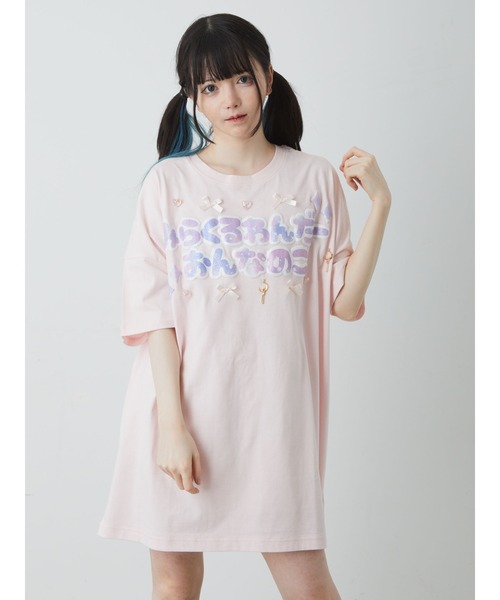 Ank Rouge（アンクルージュ）の「みらくるわんだーおんなのこBigTe（Tシャツ/カットソー・レディース・ブラック/ホワイト/ブルー/ピンク・M）」の21枚目の写真