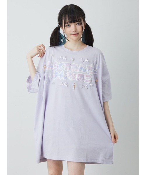 Ank Rouge（アンクルージュ）の「みらくるわんだーおんなのこBigTe（Tシャツ/カットソー・レディース・ブラック/ホワイト/ブルー/ピンク・M）」の20枚目の写真