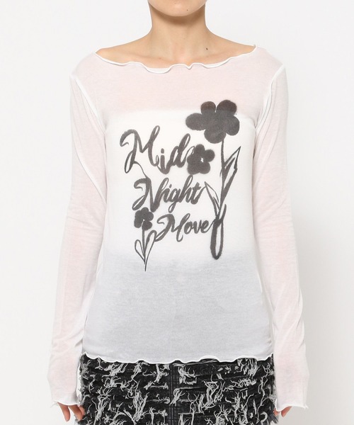 Midnight Move（ミッドナイトムーブ）の「Midnight Move／フラワーレースT（Tシャツ/カットソー・レディース・ホワイト/ダークグレー・FREE）」の12枚目の写真
