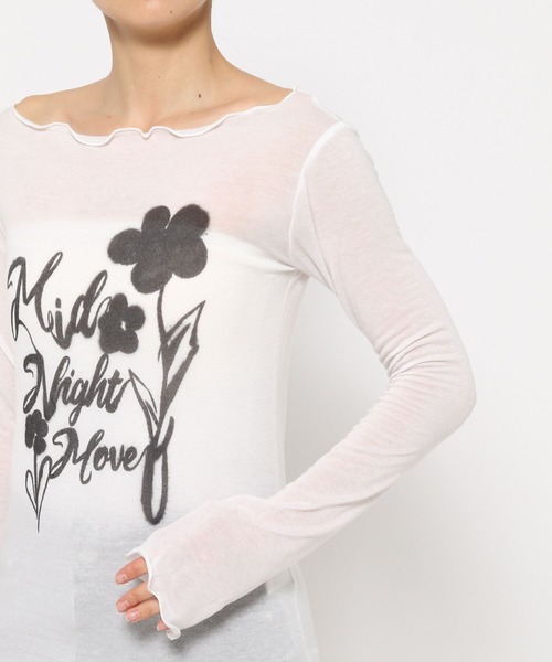 Midnight Move（ミッドナイトムーブ）の「Midnight Move／フラワーレースT（Tシャツ/カットソー・レディース・ホワイト/ダークグレー・FREE）」の7枚目の写真