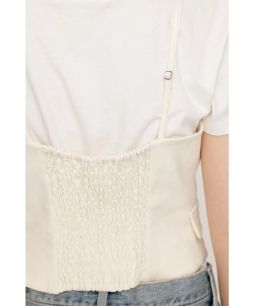 SLY（スライ）の「FRONT ZIP TIDY BUSTIER フロント ジップ タイディ ビスチェ（チューブトップ・レディース・ダークグレー/アイボリー・FREE）」の9枚目の写真