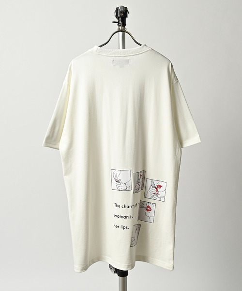 many men many mind（メニーメンメニーマインド）の「many men many mind /21/1天竺cheating TEE（Tシャツ/カットソー・メンズ・ベージュ/オフホワイト/オリーブ/ブルー・LARGE/MEDIUM）」の2枚目の写真