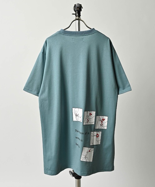 many men many mind（メニーメンメニーマインド）の「many men many mind /21/1天竺cheating TEE（Tシャツ/カットソー・メンズ・ベージュ/オフホワイト/オリーブ/ブルー・LARGE/MEDIUM）」の4枚目の写真