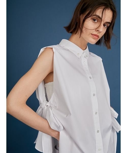 styling/(スタイリング)の「サイドリボン2WAYノースリーブシャツ(シャツ/ブラウス・レディース・ホワイト/ブラック/サックスブルー・FREE)」の5枚目の写真