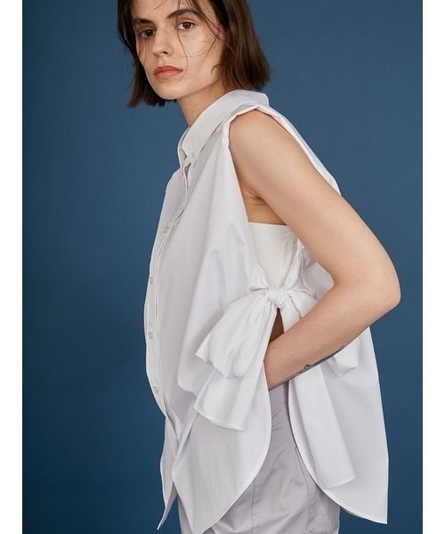 styling/(スタイリング)の「サイドリボン2WAYノースリーブシャツ(シャツ/ブラウス・レディース・ホワイト/ブラック/サックスブルー・FREE)」の7枚目の写真
