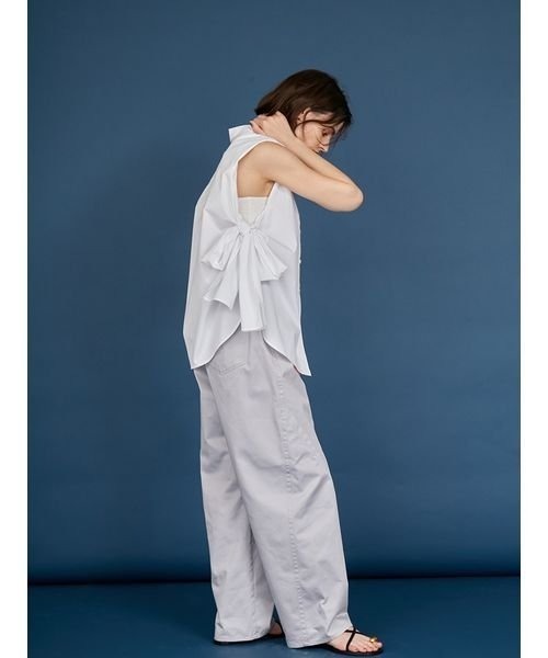styling/(スタイリング)の「サイドリボン2WAYノースリーブシャツ(シャツ/ブラウス・レディース・ホワイト/ブラック/サックスブルー・FREE)」の11枚目の写真
