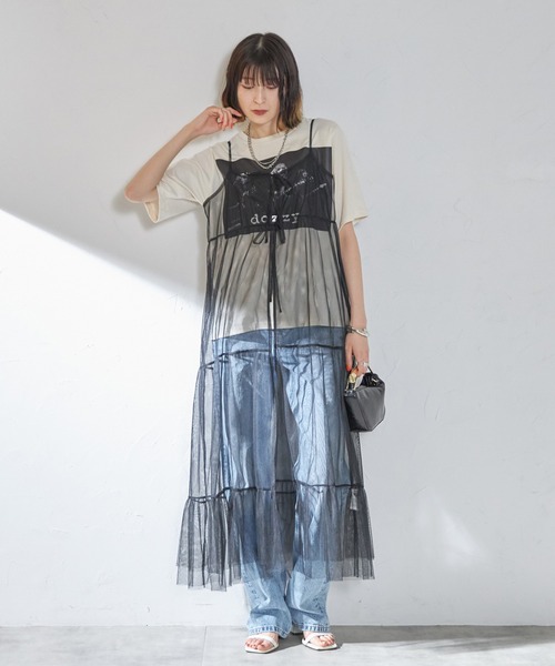 each（イーチ）の「チュールティアードキャミワンピース（ワンピース・レディース・ブラック/ライトグレー/チャコールグレー・FREE）」の13枚目の写真