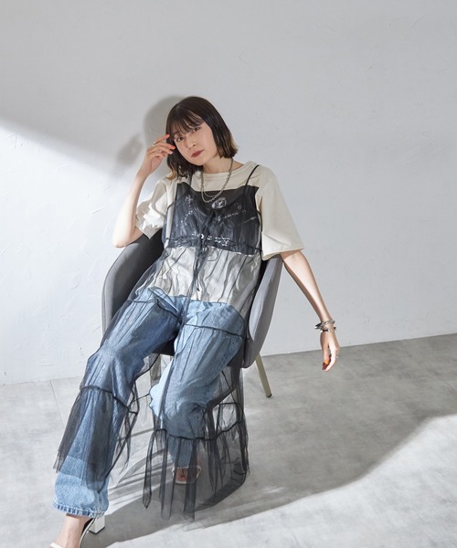 each（イーチ）の「チュールティアードキャミワンピース（ワンピース・レディース・ブラック/ライトグレー/チャコールグレー・FREE）」の8枚目の写真